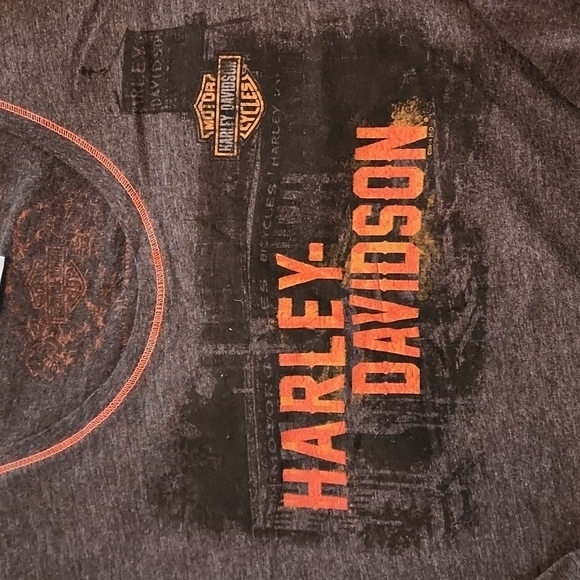 Womens Harley Davdison Grey Scoop Neck Long Sleeve Tee - Picture 2 of 7